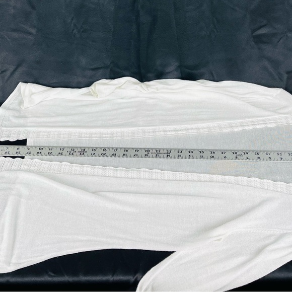 Ann Taylor LOFT Outlet Open-Front Ultra Lightweight Long Cardigan White Medium - Picture 5 of 11